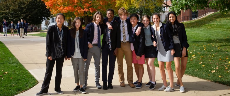 191029 Classroom Photos from Ellen 084 Upper School Walking on Quad Campus in Fall Friends 1200x500